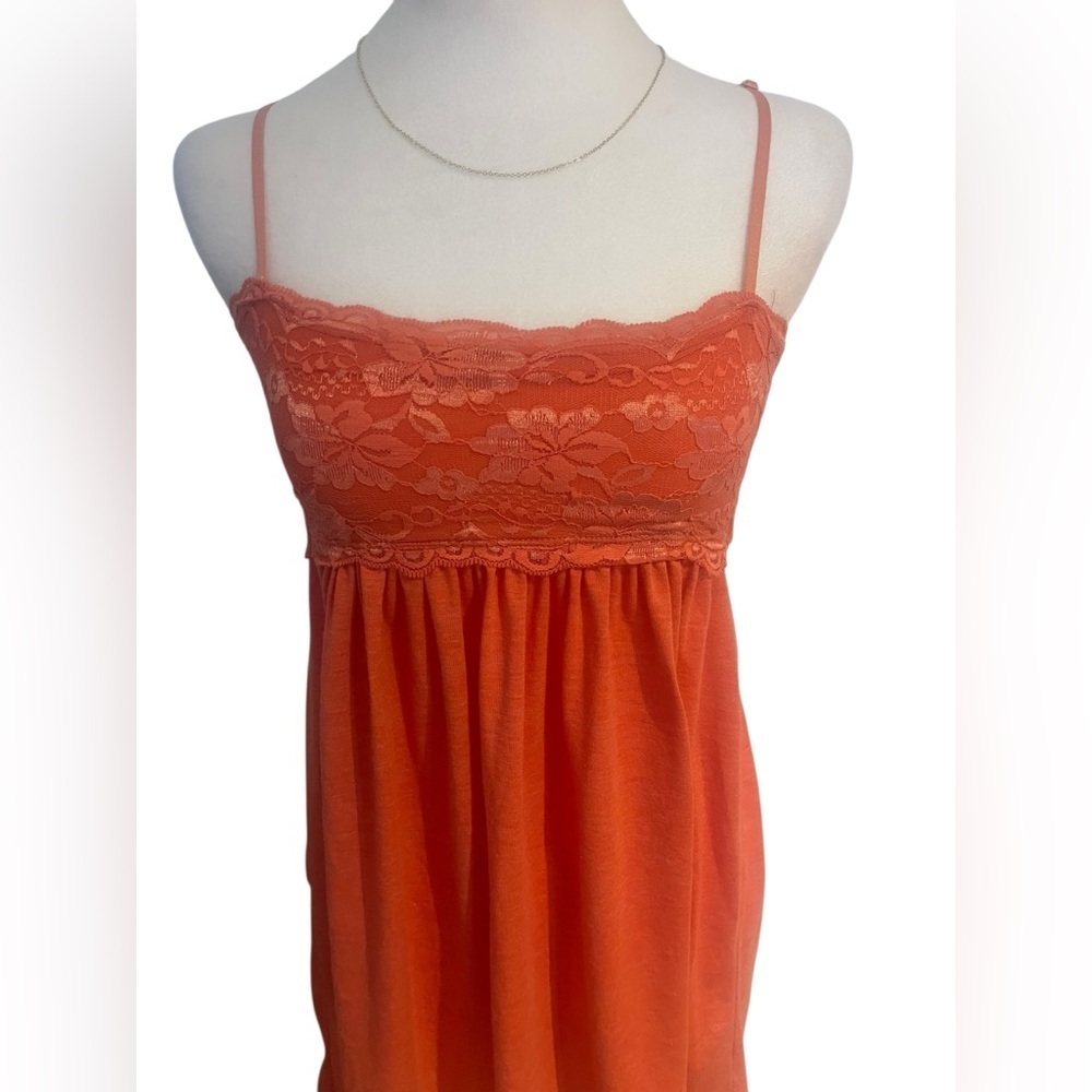 Y2K Orange Lace Babydoll Top Size L – Fall Aesthetic Retro Style - Picture 2 of 9